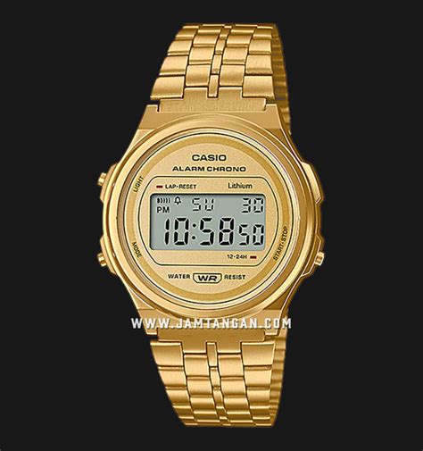 Casio General A Weg Adf Digital Dial Gold Stainless Steel Strap