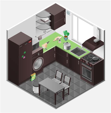 Kitchen Interior Isometric Composition Vector Art At Vecteezy