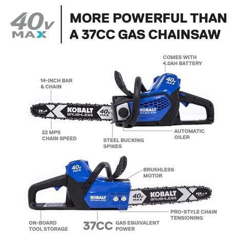 Kobalt 40 Volt Lithium Ion 14 In Cordless Electric Chainsaw Battery