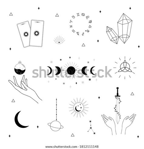 Vector Witch Magic Design Elements Set Stock Vector Royalty Free