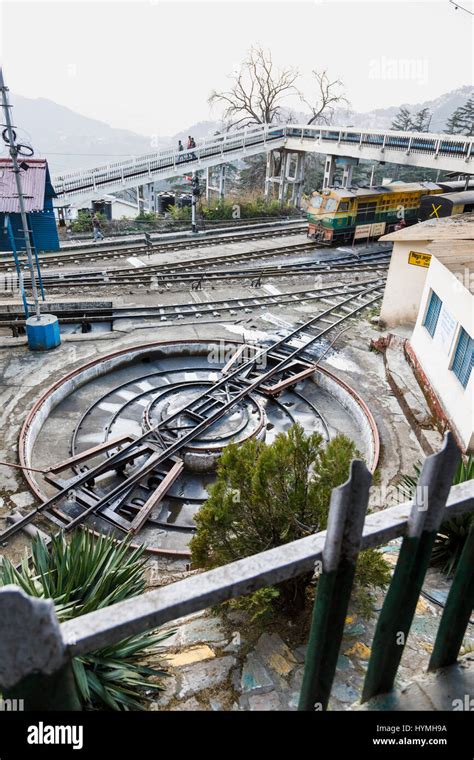 Railway turntable at Shimla railway station, Shimla the destination end point of the Toy Train ...