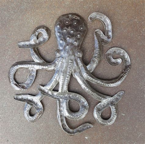 Handmade Octopus Sculpture Recycled Metal Ocean Wall Art Etsy