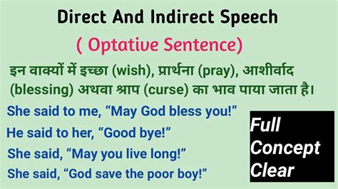 Direct And Indirect Speech Optative Sentence May God Bless You In