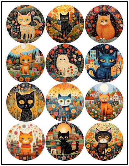 Cat Naive Art Fridge Magnet Designs Print It Free