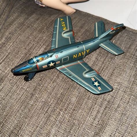 1950 S T N Nomura JET PLANE NAVY DEMON 8 Japan Tin Friction W Blink