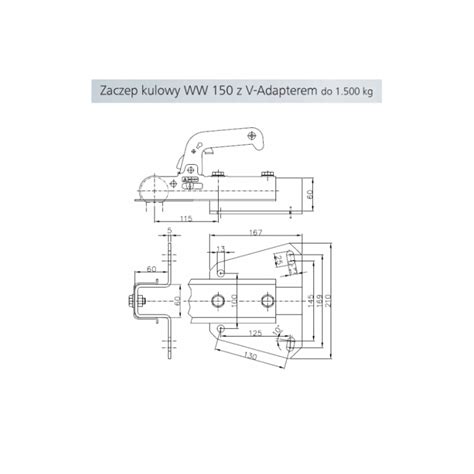 ZACZEP KULOWY WINTERHOFF 1500kg Z ŁĄCZNIKIEM DYSZLA