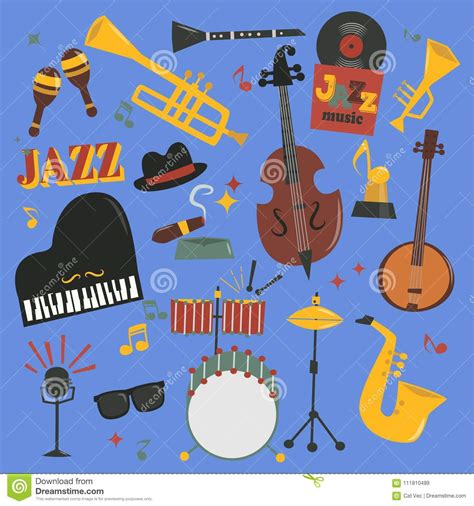 Jazz Musical Vector Instruments Tools Piano And Saxophone Music Sound