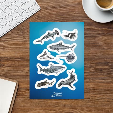 sharks rays sticker sheet saving  sharks foundation