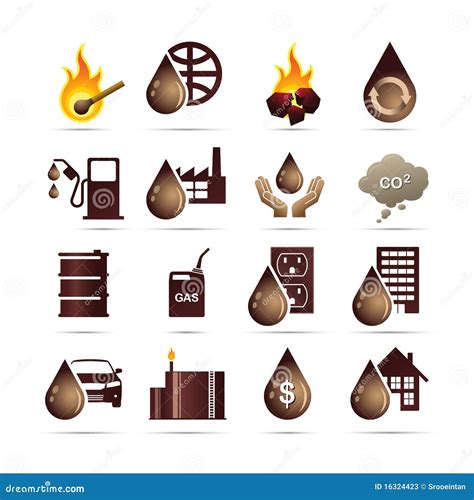 De Pictogrammen Van De Energie Van De Olie En Van De Fossiele Brandstof