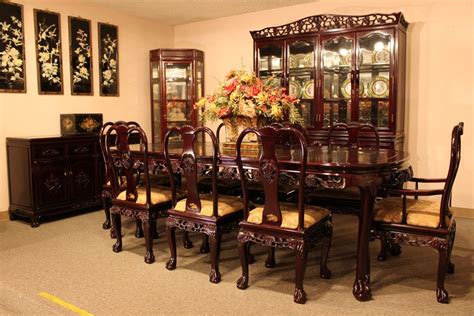 Chinese Dining Room With Dining Table Dining Chairs And Wooden And Glass Cabinets Antique