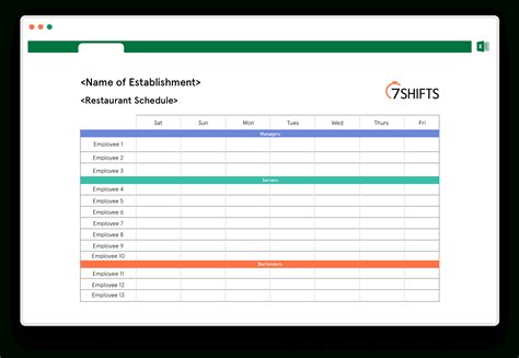 Restaurant Spreadsheets Inside Restaurant Schedule Excel Template