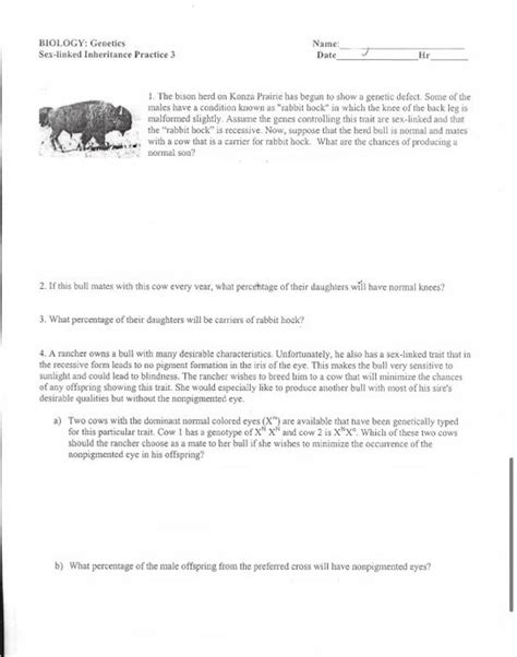 Solved BIOLOGY Genetics Sex Linked Inheritance Practice 3 Chegg