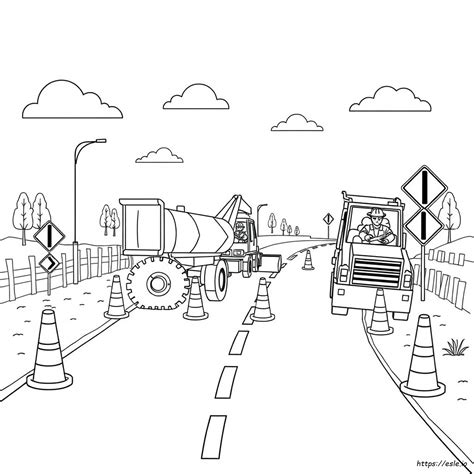 Road Construction Coloring Pages