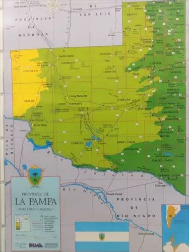 Mapa La Pampa F Sico Pol Tico Mural Laminado Envarillado En Venta En