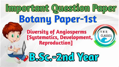 B Sc 2nd Year Botany Paper 1st Important Question Paper Series Youtube