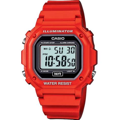 Casio Men S Digital Illuminator Sport Watch Red Resin F108WHC 4ACF