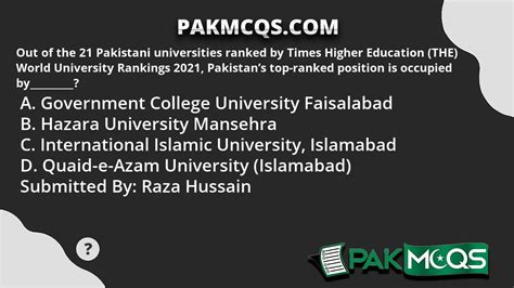 Out Of The Pakistani Universities Ranked By Times Higher Education