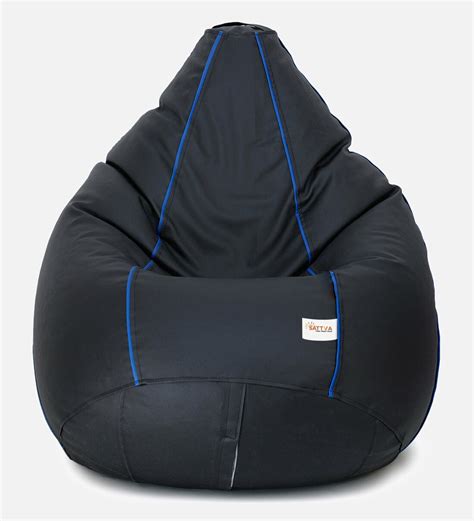 Buy Classic Xxl Bean Bag With Beans In Black Colour With Royal Blue