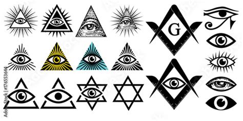 All seeing eye. Illuminati symbols, masonic sign. Conspiracy of elites.The Jewish Star Sign of ...