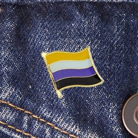 Non Binary Flag Pin Non Binary Pride Badge Enby Enamel Pin Etsy