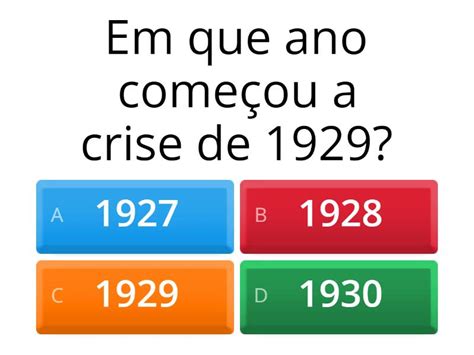 Sobre A Crise De 1929 Analise As Afirmativas Abaixo
