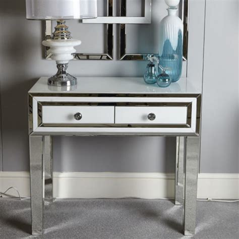 Madison White Glass Mirrored Drawer Bedroom Console Dressing Table