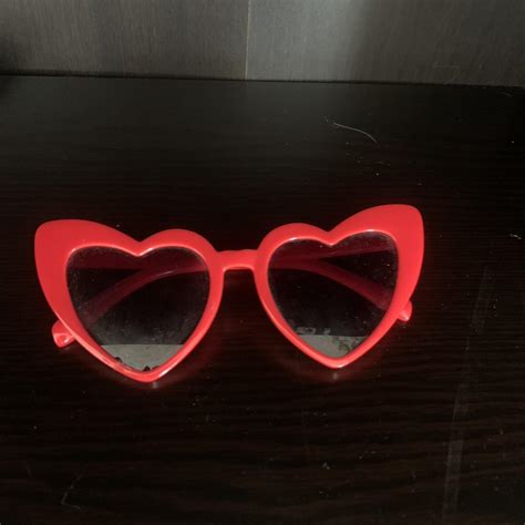 true red heart shaped sunglasses - Depop