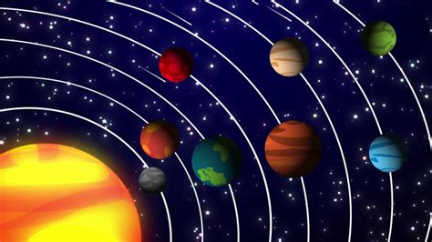 Colorful Cartoon Solar System Space Background Animation Video MP4 ...