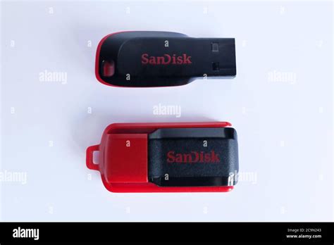 Istanbul, Turkey - July 29, 2020 : Sandisk flash disks are isolated on ...