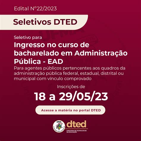 Dted Ufma Abre Processo Seletivo Para Ingresso No Curso De Bacharelado