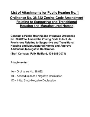 Fillable Online List Of Attachments For Public Hearing No Ordinance