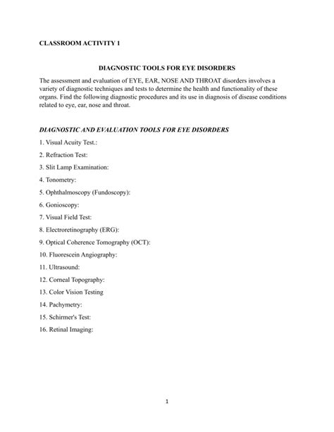 Diagnostic Tools For Eye Ear Nose Throat Disorders