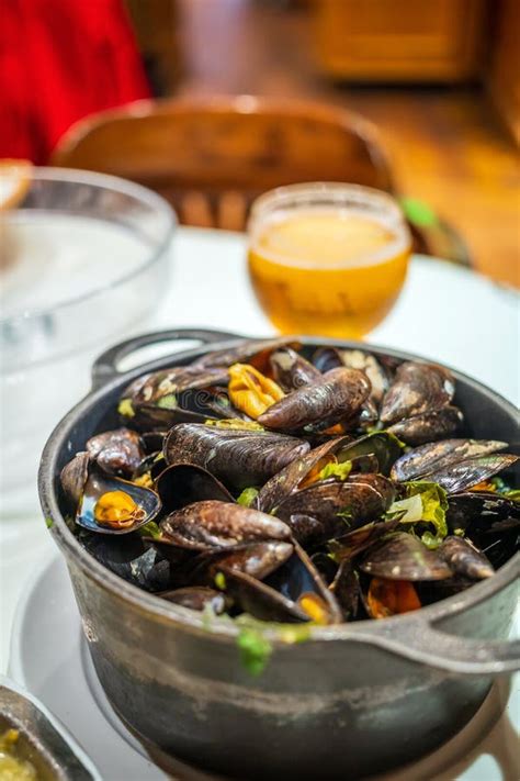 Traditional Belgian Steamed Mussels Belgium Stock Image Image Of