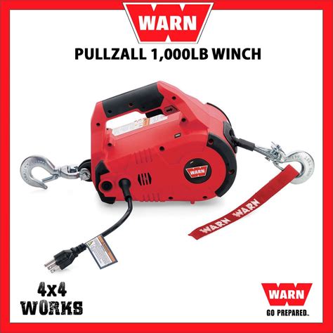 Warn PullzAll Portable 1 000lb Electric Winch Kit With Steel Rope 4x4