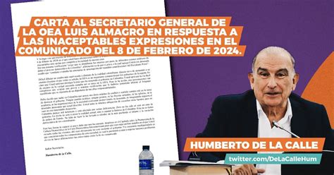 Carta De Humberto De La Calle Al Secretario General De La OEA En