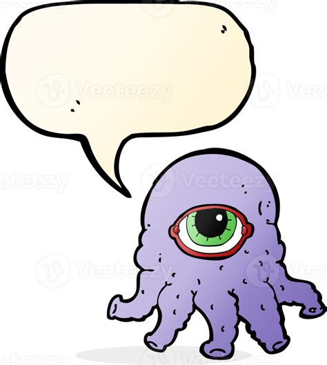 Cartoon Alien Head With Speech Bubble 45236474 Png