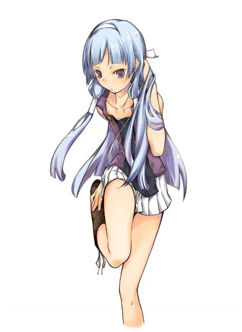 Safebooru Blue Hair Blunt Bangs Hair Tubes Hairband Kannagi Long Hair