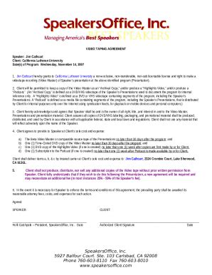 Video Taping Agreements Doc Template Pdffiller