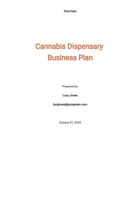 Dispensary Business Plan Template Free