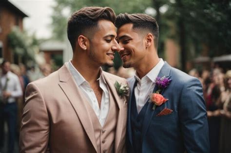 Premium Photo Portrait Of A Beautiful Gay Couple At A Wedding Lgbt Love Concepts