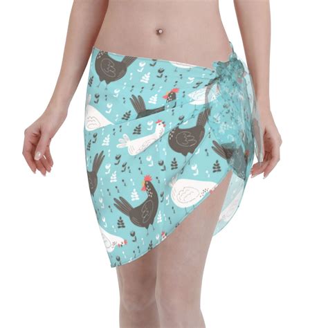 Adobk Lovely Roosters Swimsuit Coverups For Women Beach Bikini Short Skirt For Swimwear