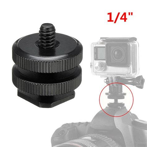 Dslr Dual Thumb Screw Flash Cold Hot Shoe Camera Adapter Mount For