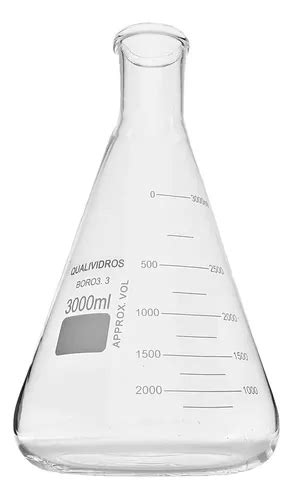 Frasco Erlenmeyer De Vidro Boca Estreita Cap 3000ml Parcelamento Sem