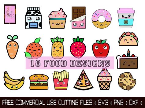 Kawaii Food Svg Bundle Cute Food Svg Bundle Cute Food Etsy