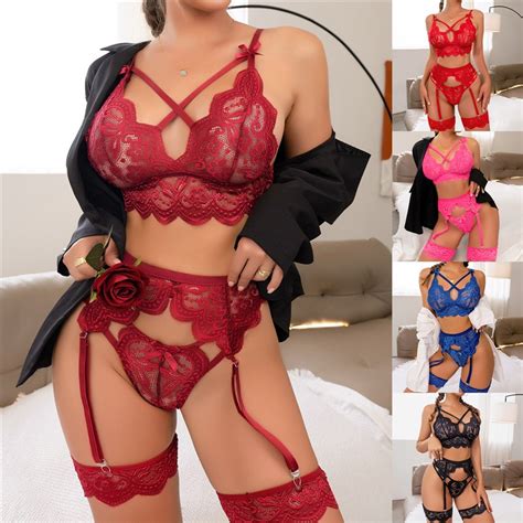 Conjunto Langerie Sexy Renda Cinta Liga Gladiadora Sensual Fio Dental Luxo Lingerie Gringa