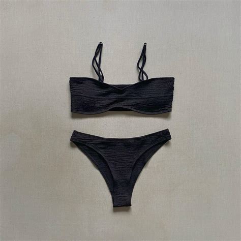 BRAND NEW BLACK RIBBED BIKINI Women S Fashion Swimwear Bikinis Swimsuits On Carousell