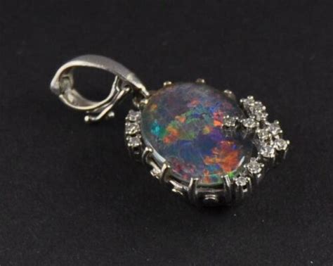 Weißgold Anhänger Groß Opal Diamant Brillant 585 Gold Clip Öse eBay