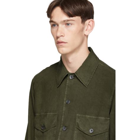 Our Legacy Green Silk Chamois Shirt Our Legacy