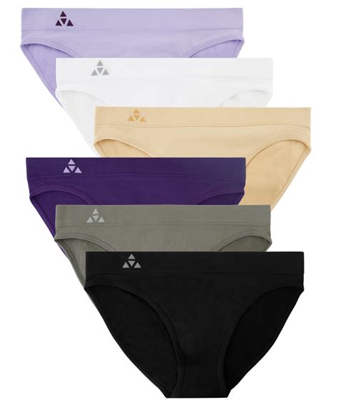 Balanced Tech Women S 6 Pack Seamless Low Rise Bikini Panties Classic Essentials Large