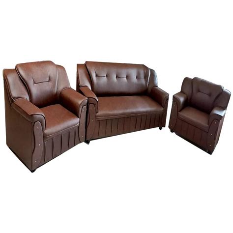 Wooden Rectangular Brown Fabric Five Seater Sofa Set At Rs